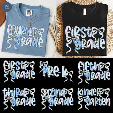 Blue Floral Grade Level T-Shirt *Back to School Sale*